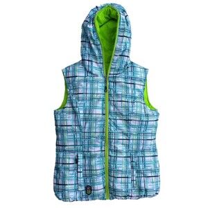 Killtec Level 3 Reversible Hooded Down Puffer Vest Blue/Green/White/Black 10